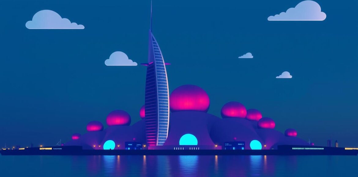 93e9283a0e9d55bd9d1f75d6cc0c94fb63b90b56684c3825f95373c9f7c0adb0.jpg An AI chatbot interacting with users, showcasing technology in Dubai.