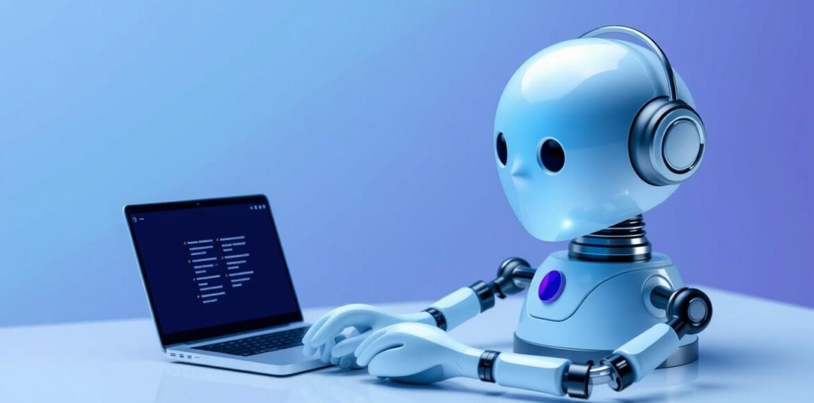 d96ef5fc27f7177d1cf3bb71334cc214ddbae4deabfe072eea4251594cb7a657.jpg Illustration of a helpful customer support bot assisting users online.